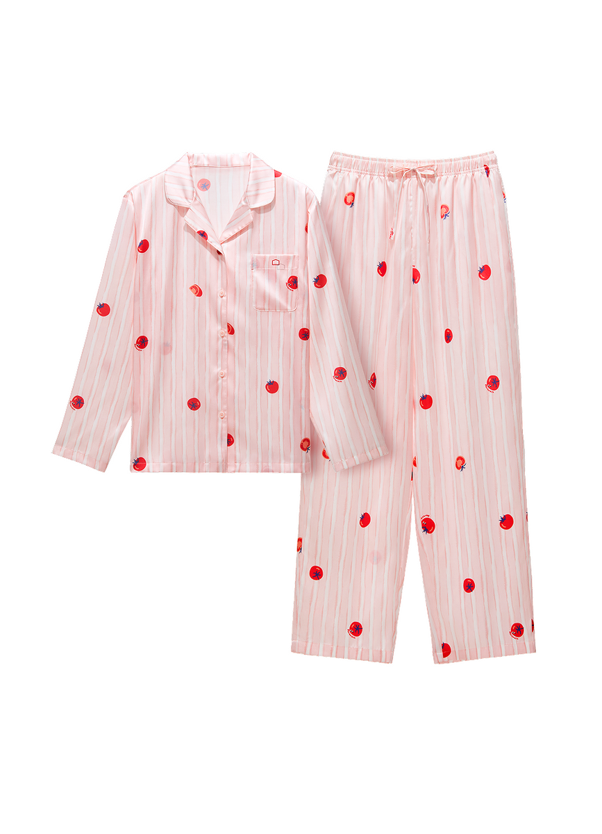 Women's Tomato Print Long Sleeve Pajama Set