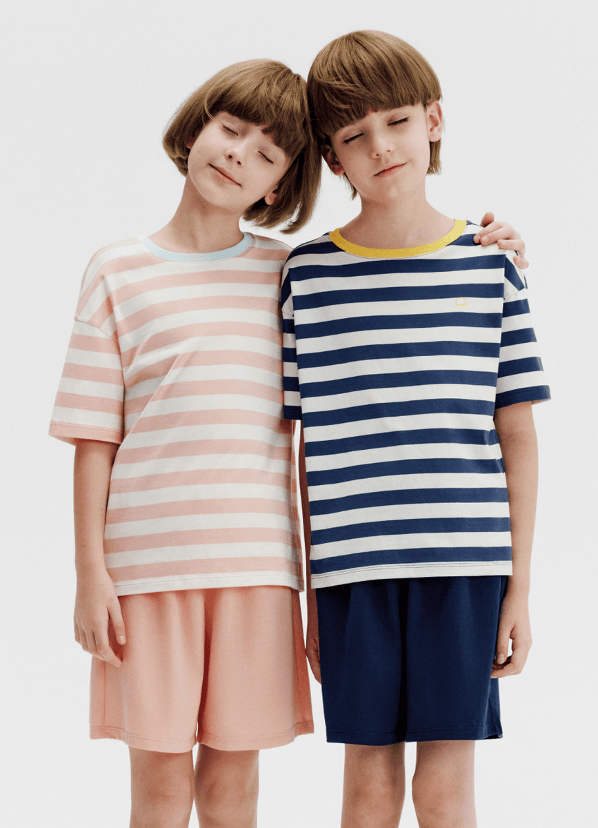 Striped Short Sleeve Pajama Set
