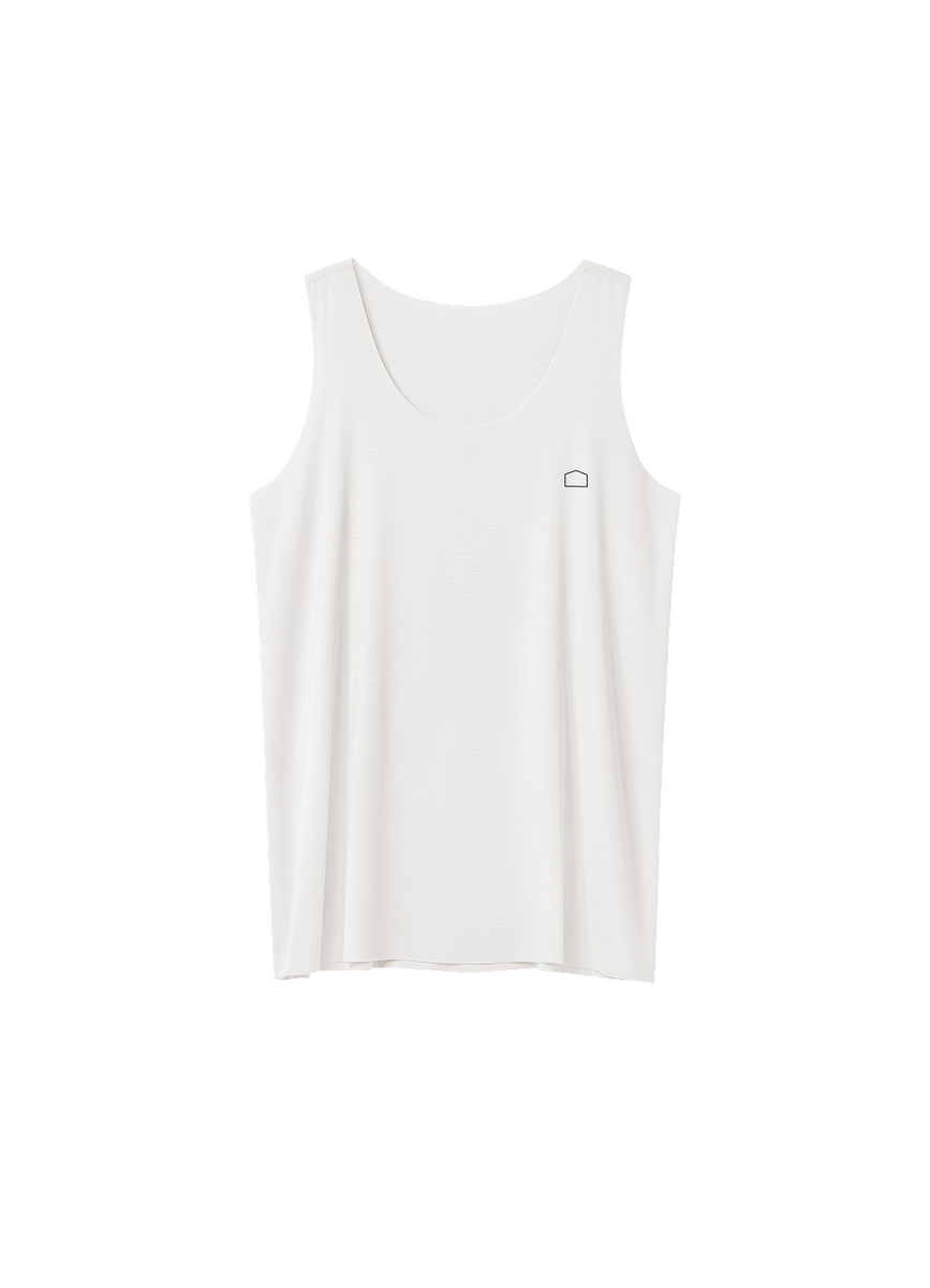 Men's White U‑Neck Soft Basic Tank Top