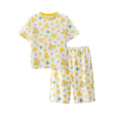 Kids' White Cherry Print Pink Trim Short Sleeve Pajama Set