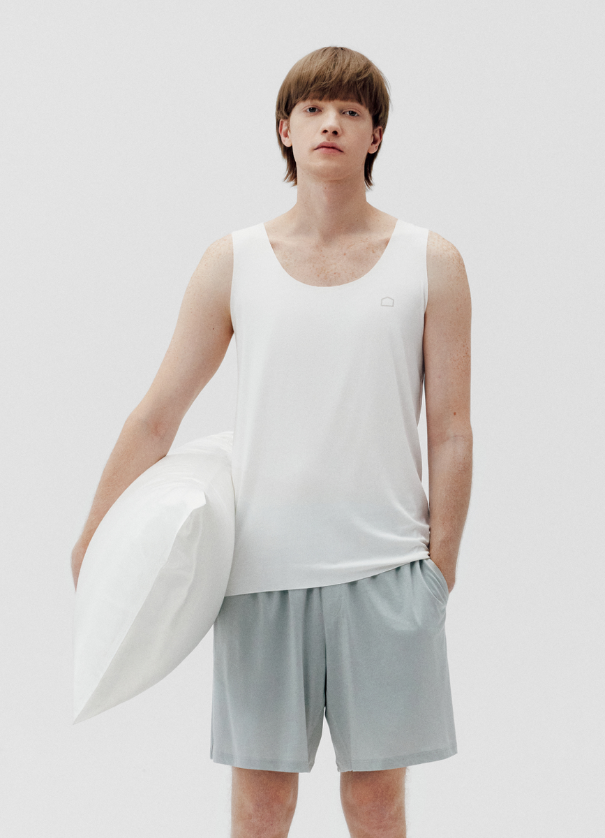 Men's White U‑Neck Soft Basic Tank Top