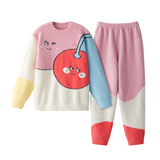 Cartoon Cherry Fuzzy Long Sleeve Pajama Set