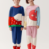 Cartoon Cherry Fuzzy Long Sleeve Pajama Set