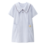 Women's Purple Plaid Peter Pan Collar Short Sleeve Dress